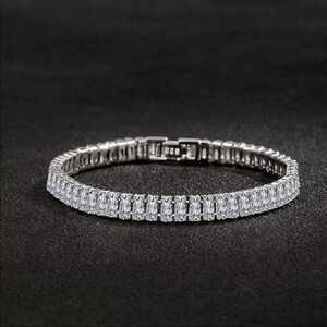 New 925 Sterling Silver Rectangular Tennis Bracelet
